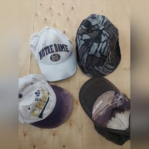 4 Vintage HATS Distressed Fade Heavy Use Snap On Norte Dame US Navy Plus (A)